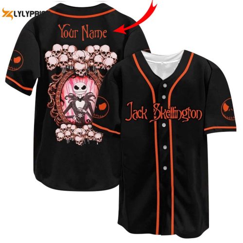 Personalized Jack Skellington Skull Baseball Jersey – Gift for Men Women – Gift for Men Women