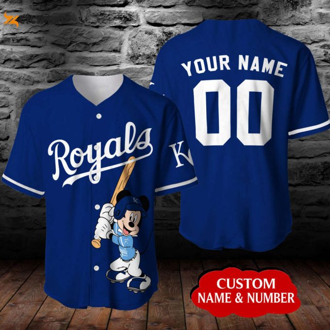 Custom Kansas City Royals Mickey Mouse Baseball Jersey - Perfect Gift For Men &Amp;Amp; Women - Navy 1