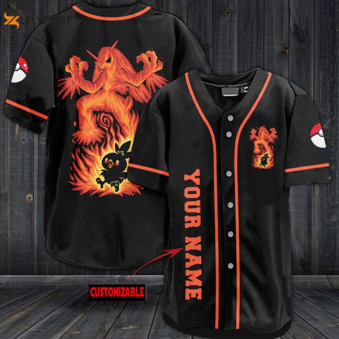 Personalized Marvelous Orange Pokemon Baseball Jersey 1