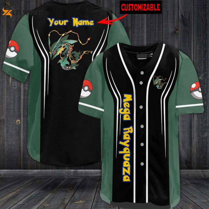 Custom Mega Rayquaza Baseball Jersey - Perfect Men Women S Gift 1