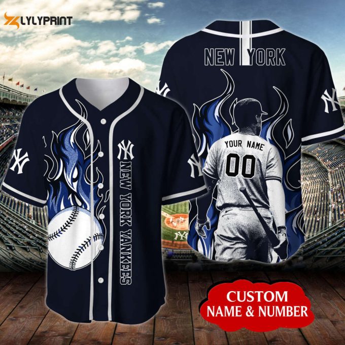 Custom New York Yankees All Over Print 3D Unisex Baseball Jersey - Perfect Men Women Gift 1