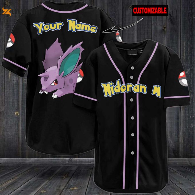 Personalized Nidoran M Baseball Jersey 1