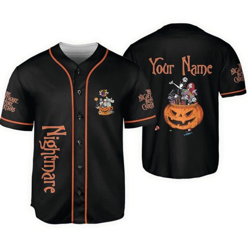 Personalized Nightmare Before Christmas Pumpkin Baseball Jersey – Gift for Men Women – Gift for Men Women