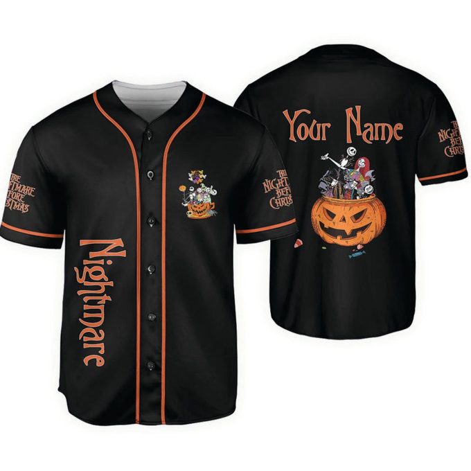 Personalized Nightmare Before Christmas Pumpkin Baseball Jersey – Gift For Men Women – Gift For Men Women