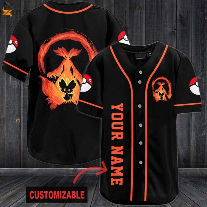 Personalized Orange Pokemon Baseball Jersey 1