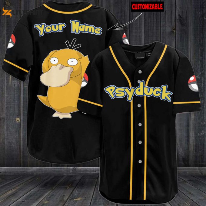 Personalized Psyduck Baseball Jersey 1