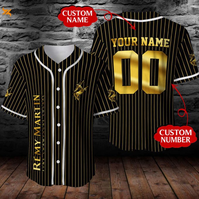 Personalized Remy Martin Cognac All Over Print Pinstripe Unisex Baseball Jersey 1