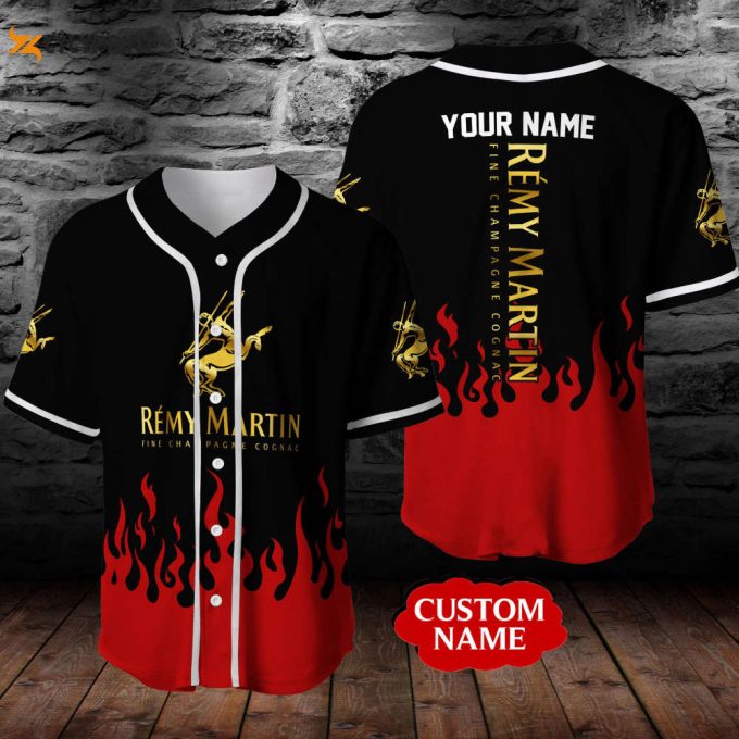 Personalized Remy Martin Cognac Red Flame All Over Print 3D Baseball Jersey 1