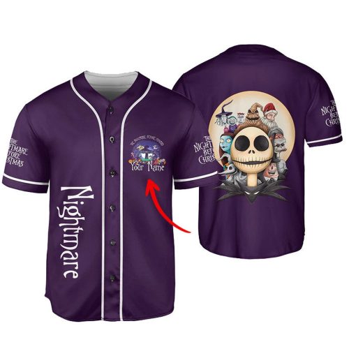 Personalized The Nightmare Before Christmas Purple Baseball Jersey – Gift for Men Women – Gift for Men Women