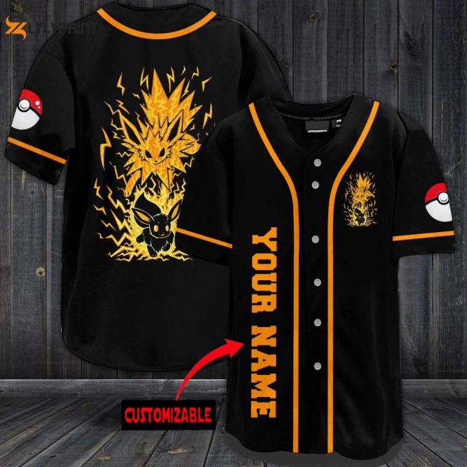 Personalized Yellow Eevee Baseball Jersey 1