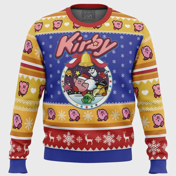 Get Festive With Pink Puff Christmas Kirby Ugly Christmas Sweater – Perfect For Holiday Fun!