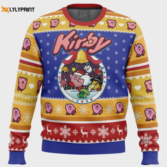 Get Festive With Pink Puff Christmas Kirby Ugly Christmas Sweater – Perfect For Holiday Fun!