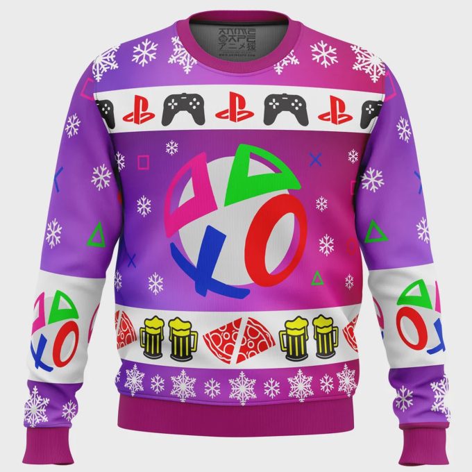 Get Festive With The Playstation Neon Ugly Christmas Sweater – Perfect Gaming Holiday Apparel