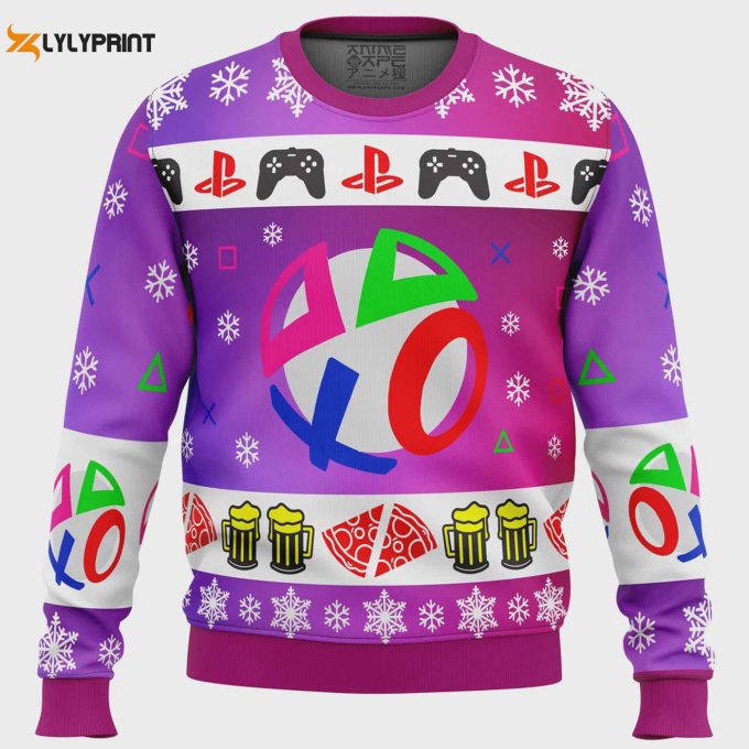 Get Festive With The Playstation Neon Ugly Christmas Sweater – Perfect Gaming Holiday Apparel