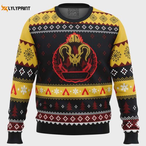 Get Festive with the Predator Rank Apex Legends Ugly Christmas Sweater – Limited Edition!