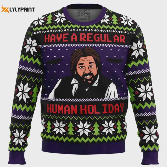 Get Festive With Regular Human Holiday Ugly Christmas Sweater From What We Do In The Shadows