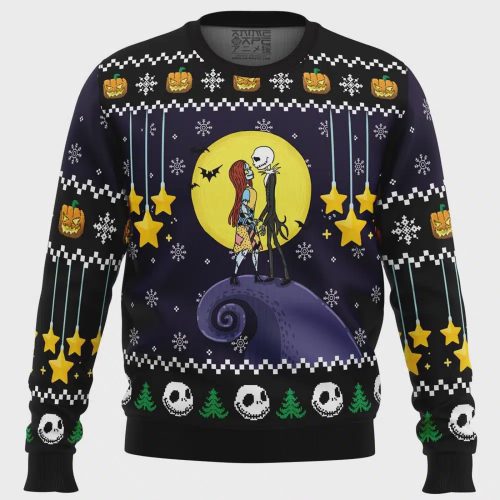 Spooktacularly Romantic Nightmare Before Christmas Ugly Sweater: Festive and Fun!