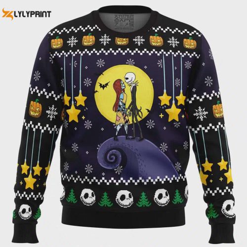 Spooktacularly Romantic Nightmare Before Christmas Ugly Sweater: Festive and Fun!