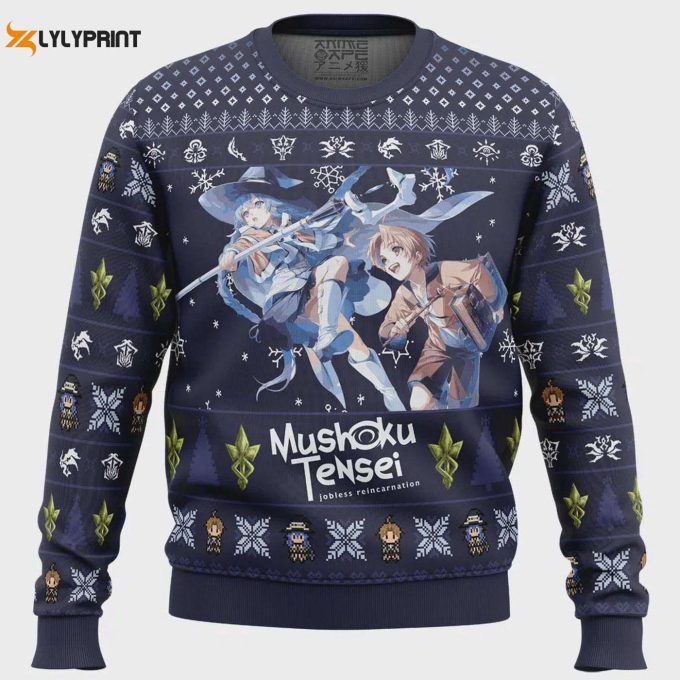 Roxy X Rudeus Mushoku Tensei Ugly Christmas Sweater - Jobless Reincarnation Merchandise 1