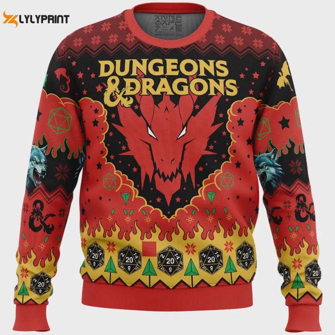 Get Festive With The Ruby Dragon Dungeons &Amp;Amp; Dragons Ugly Christmas Sweater – Perfect For Gamers!