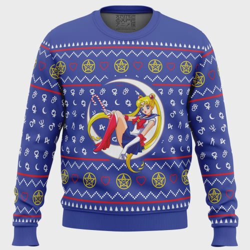 Sailor Moon Ugly Christmas Sweater – Cozy & Festive Apparel Featuring Sailor Moon Sitting on Moon – Limited Edition