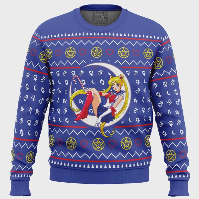 Sailor Moon Ugly Christmas Sweater – Cozy &Amp; Festive Apparel Featuring Sailor Moon Sitting On Moon – Limited Edition