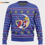 Sailor Moon Ugly Christmas Sweater – Cozy & Festive Apparel Featuring Sailor Moon Sitting on Moon – Limited Edition