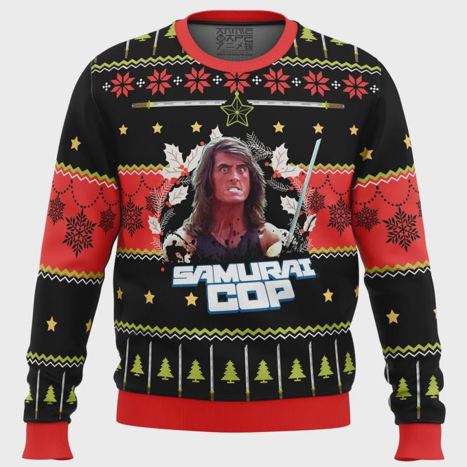 Get Festive With The Samurai Cop Ugly Christmas Sweater – Limited Edition Holiday Attire