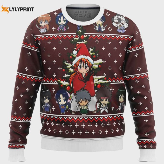 Get Festive With Samurai X Ugly Christmas Sweater - Perfect Holiday Attire For Samurai Fans! 1