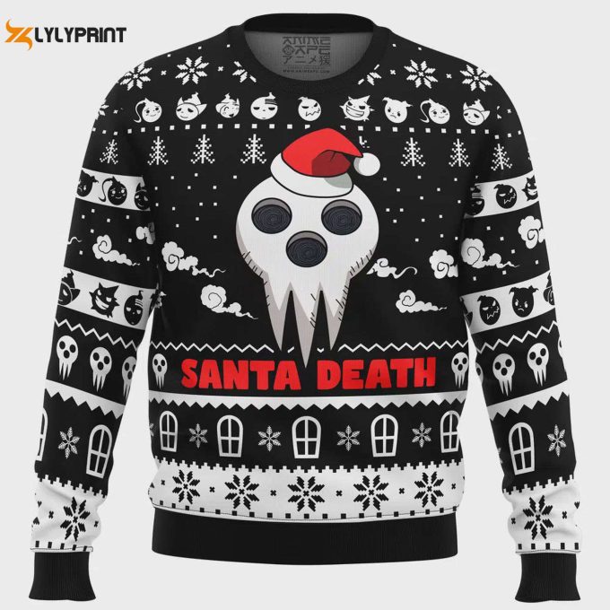 Spooky Santa Death Soul Eater Ugly Christmas Sweater: Creepy Holiday Style! 1