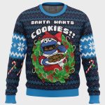 Get Festive with Santa s Cookies Cookie Monster Ugly Christmas Sweater – Perfect for Holiday Fun!