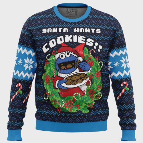 Get Festive with Santa s Cookies Cookie Monster Ugly Christmas Sweater – Perfect for Holiday Fun!