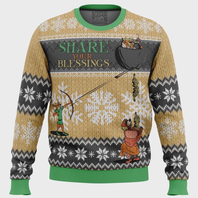 Spread Holiday Cheer With Robin Hood Disney Ugly Christmas Sweater – Share Your Blessings!