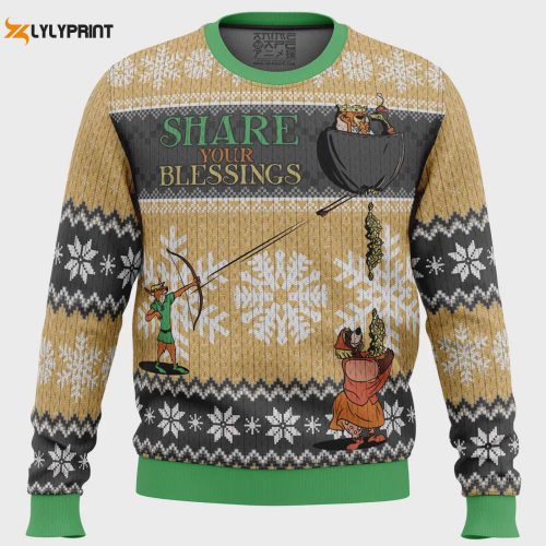 Spread Holiday Cheer with Robin Hood Disney Ugly Christmas Sweater – Share Your Blessings!