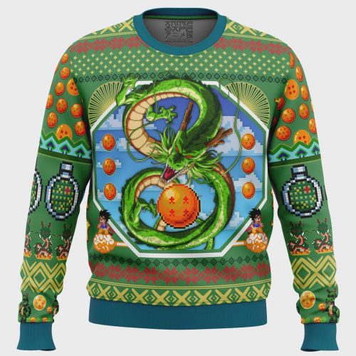 Get Festive with Shenron Dragon Ball Z Ugly Christmas Sweater – Perfect for Anime Fans!