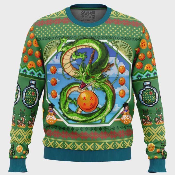 Get Festive With Shenron Dragon Ball Z Ugly Christmas Sweater – Perfect For Anime Fans!