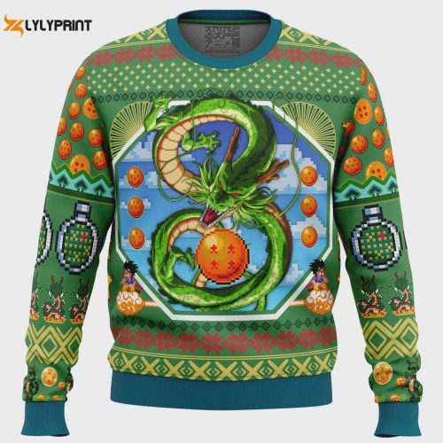 Get Festive with Shenron Dragon Ball Z Ugly Christmas Sweater – Perfect for Anime Fans!