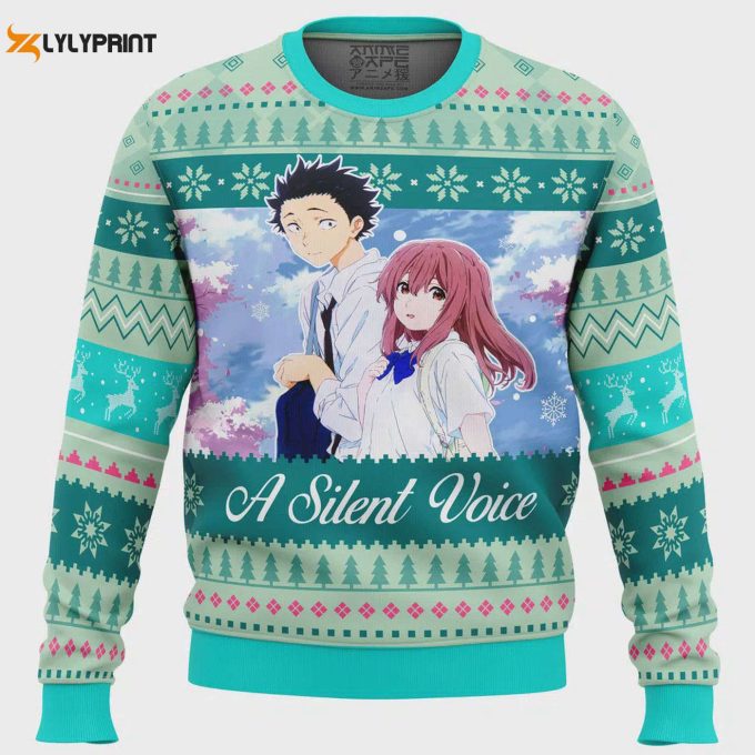 Get Festive With Shouko And Shouya S A Silent Voice Ugly Christmas Sweater - Limited Edition Anime-Inspired Holiday Apparel 1