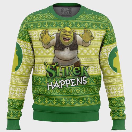 Get Festive with Shrek Happens Ugly Christmas Sweater – Perfect Holiday Gift for Fans of the Beloved Ogre!