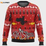 Get Festive with Silhouette Kiki’s Delivery Service Ugly Christmas Sweater – Perfect for Anime Fans!