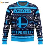 Get Festive with our Smash University Super Smash Bros Ugly Christmas Sweater – Perfect for Gamers!