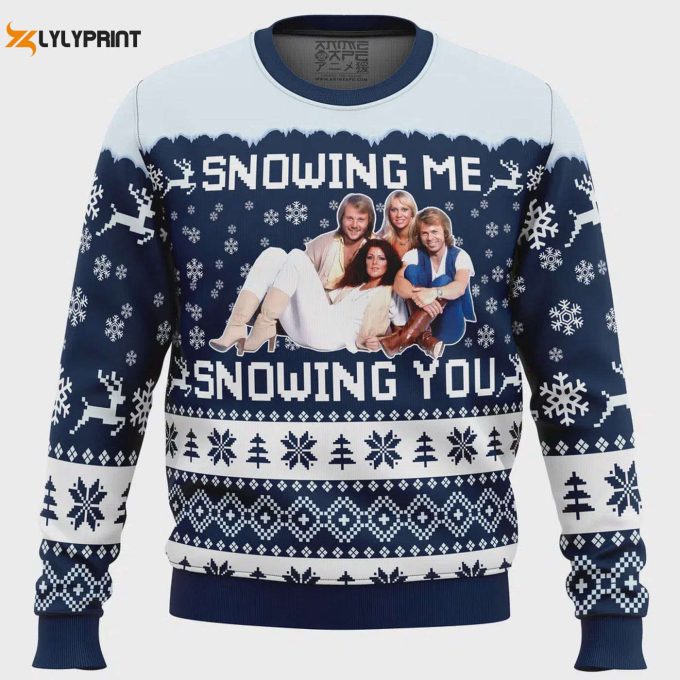 Get Festive With Snowing Me Snowing You Abba Ugly Christmas Sweater – Perfect Holiday Attire! 1