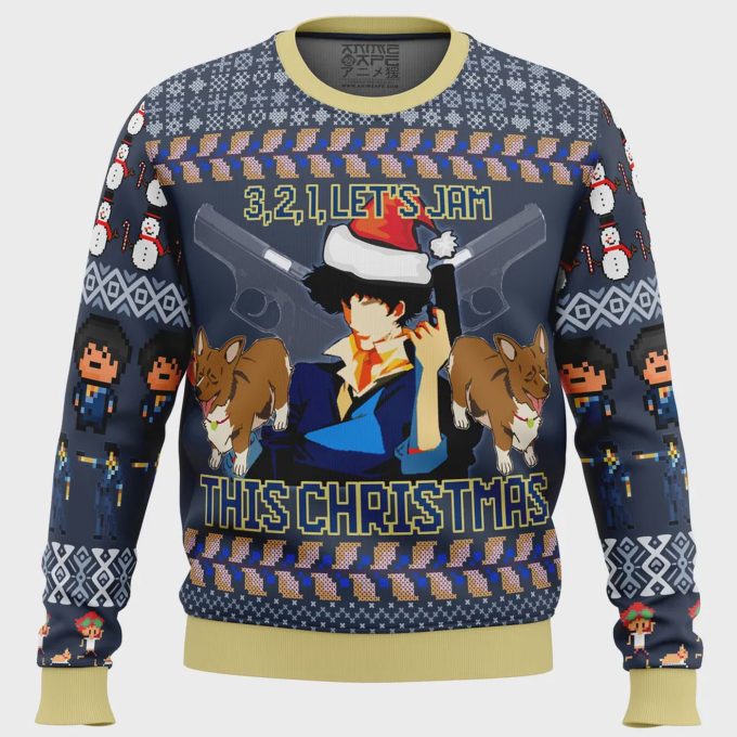 Spike Spiegel Cowboy Bebop Ugly Christmas Sweater: Festive Anime-Inspired Apparel For Fans!