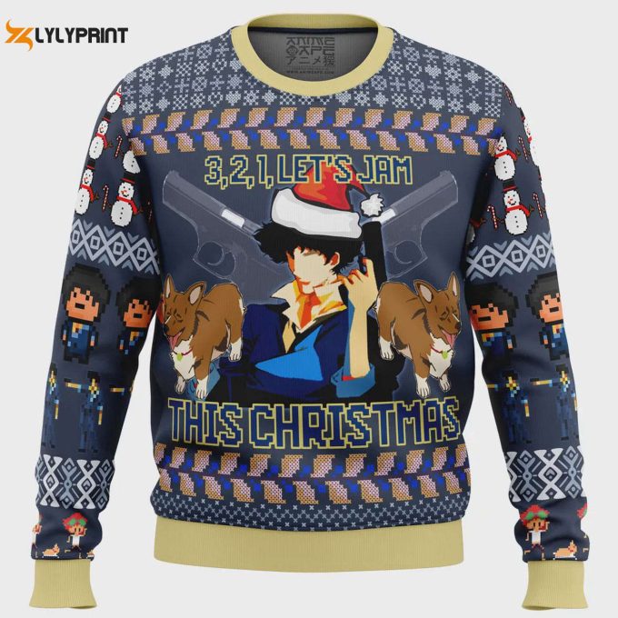 Spike Spiegel Cowboy Bebop Ugly Christmas Sweater: Festive Anime-Inspired Apparel For Fans!