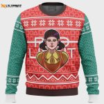 Squid Game Red Light Green Light Doll Ugly Christmas Sweater – Festive & Unique Game Themed Apparel