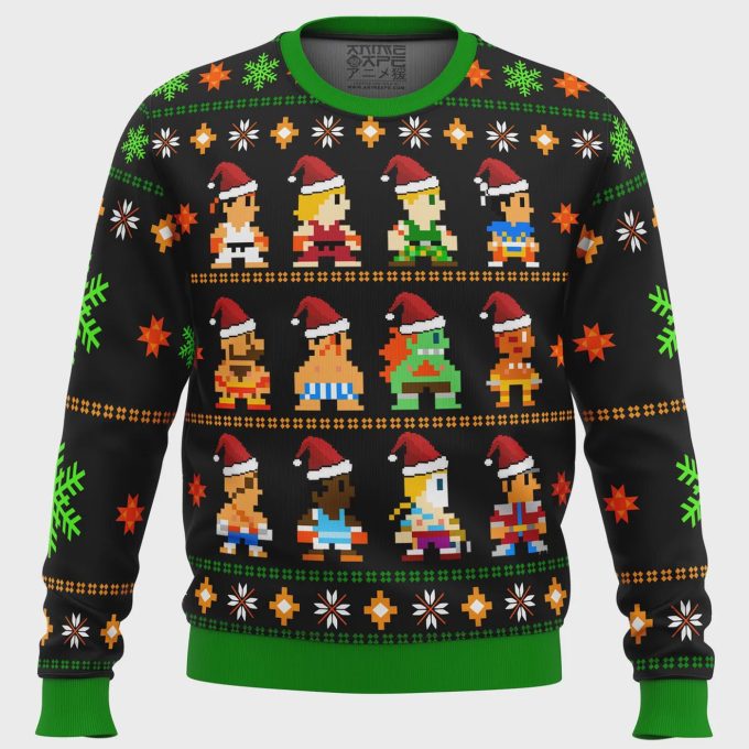 Get Festive With Street Fighter Classic Collection Ugly Christmas Sweater – Perfect For Gamers &Amp; Fans!