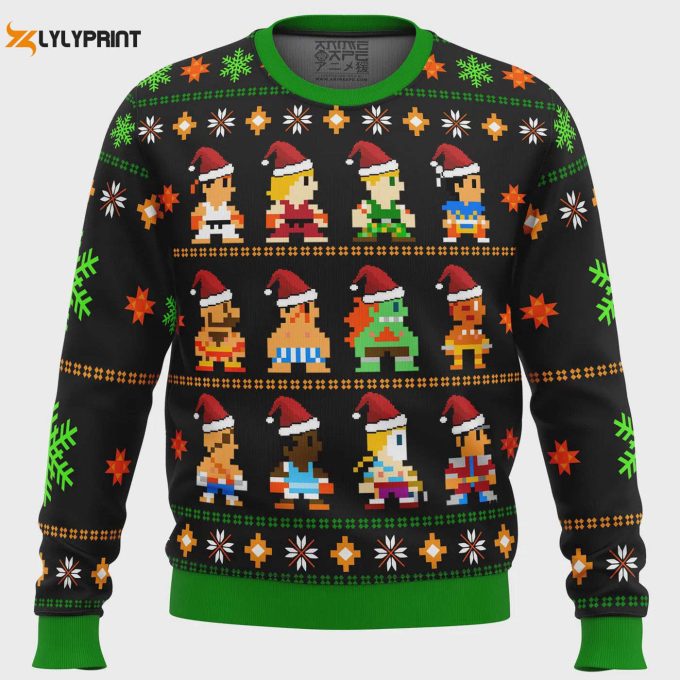 Get Festive With Street Fighter Classic Collection Ugly Christmas Sweater – Perfect For Gamers &Amp;Amp; Fans!