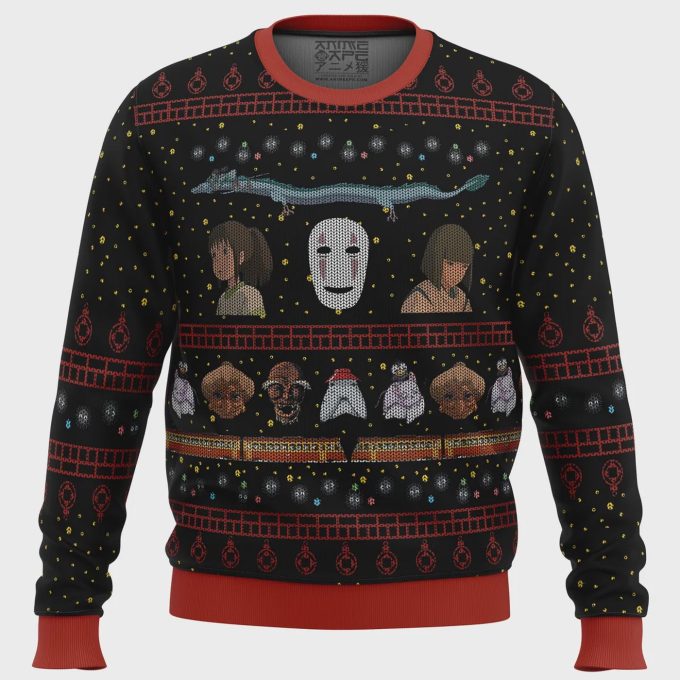 Get Festive With Studio Ghibli No Face Spirited Away Ugly Christmas Sweater 2