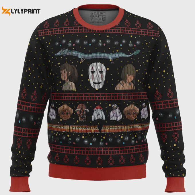 Get Festive With Studio Ghibli No Face Spirited Away Ugly Christmas Sweater 1