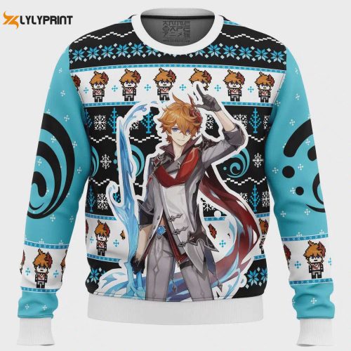 Get Festive with Tartaglia Childe Genshin Impact Ugly Christmas Sweater – Limited Edition Holiday Apparel